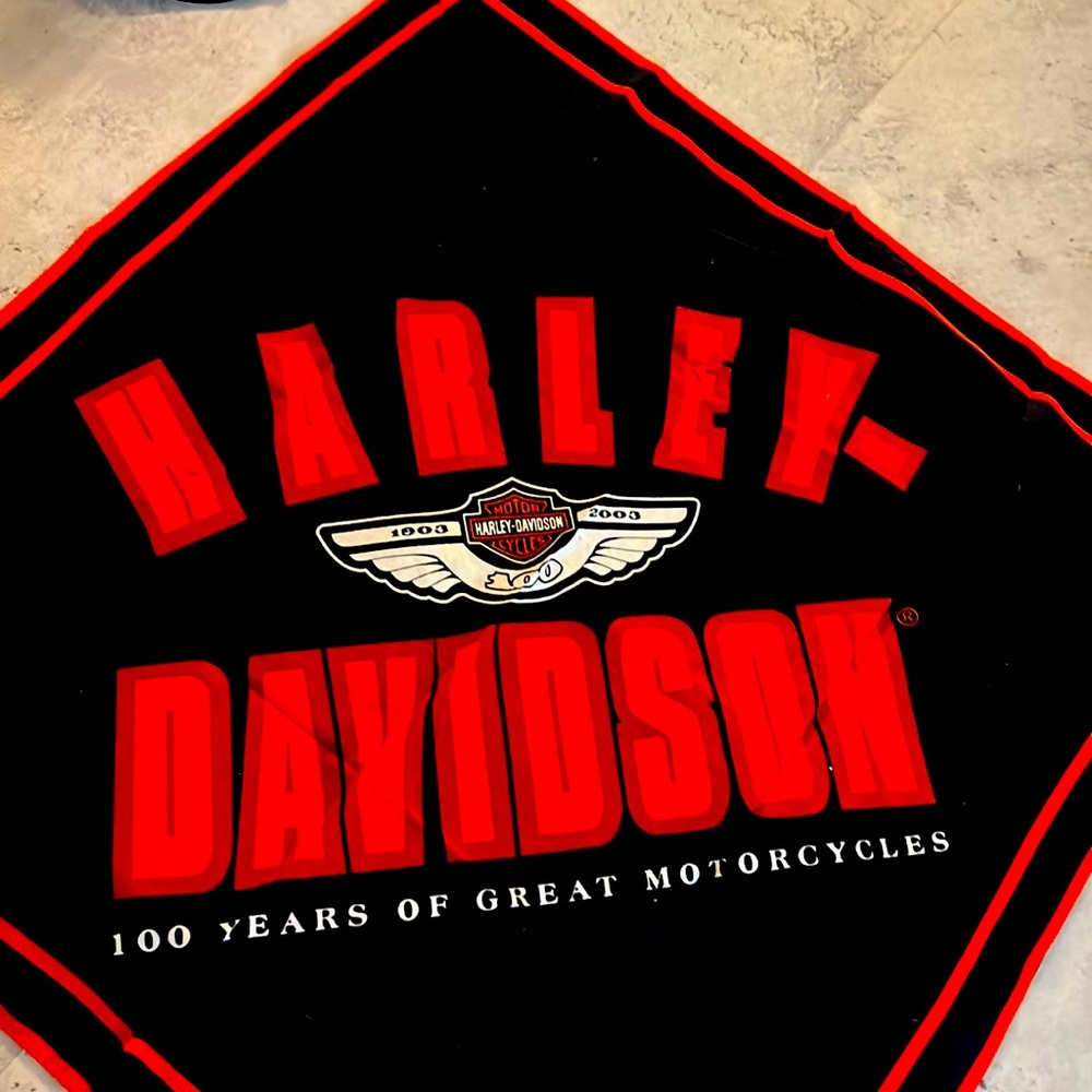Harley Davidson red and black bandana. 100th anniversary edition.